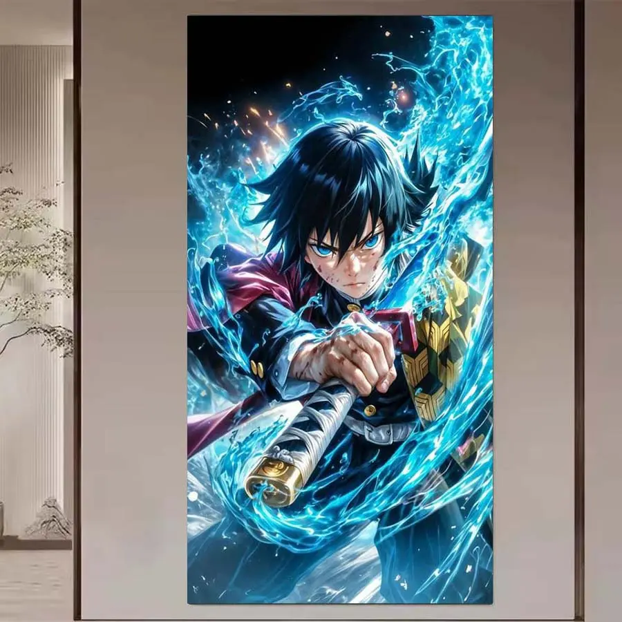 1 set of DIY diamond painting kit, 5D diamond art set, DIY decoration sword, splash, trench coat. Mosaic, diamond art, DIY art home decoration. Anime Design, Handicraft