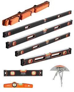 【FathersDayGift】VEVOR Upgraded Magnetic Torpedo Level, 78/48/32/24/16/10 in Mechanical Level Set, Bubble Vials Ruler for 45/90/180 Degree, Aluminum Alloy Leveler Tool w/ Viewing Window, Shock-Resistant for Plumbing, Wood Measurement