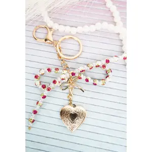 Openhearted Rose Flower Beaded Bow Keychain