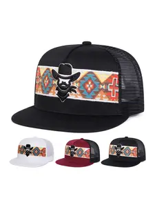 Unisex Western Cowboy Mesh Baseball Hat, Adjustable Sun Protection Casual Outdoor Travel Beach Vacation Cap for Men Women Spring Fall Adjustable Snapback Hat