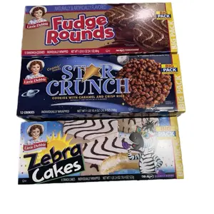 Little Debbie Jumbo Cakes Snack Pack Includes Star Crunch Fudge Rounds & Zebra Cakes Dessert Cookies with Caramel and Crisp Rice 28 Cookies Total