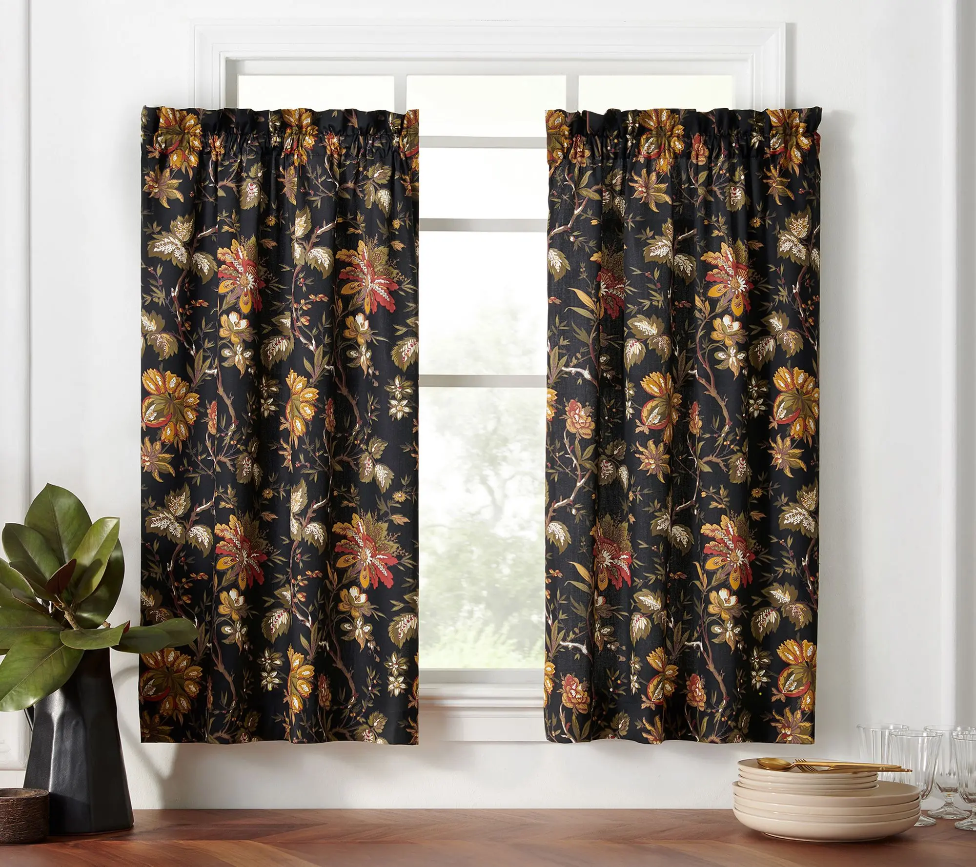 Waverly Felicite Noir Window Curtain Tier Pair 60"X36"