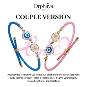 Zodiac Spiritual Gift NFC Bracelet for Women Men, Evil Eye Talisman with Daily Tarot & Horoscope (With 4 Interchangeable Cords) - Perfect Birthday Christmas Gift for Zodiac Lovers