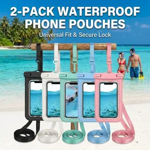 Outdoor Waterproof Phone Bag for Touchscreen Devices - IPX8 Waterproof Phone Pouch Dry Bag for Swimming, Beach, Snorkeling, Hiking, Kayaking, Boating, Water Sports, Universal for 3-6.5 inch Smartphones with High Touch Sensitivity, Clear Window, Easy
