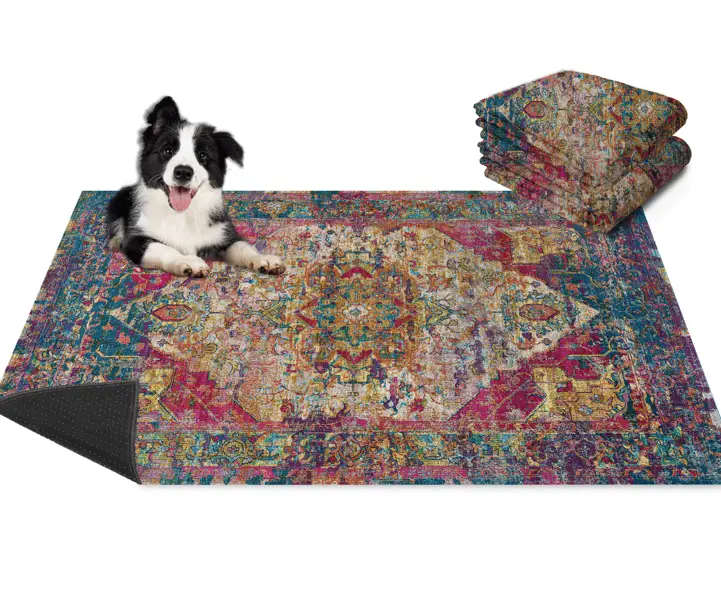 Lovewag Washable Dog Pads, Bohemian Jewel Pack of 2, Eco-Friendly and Leak-Proof Design, 16" x 24" & 36" x 48"