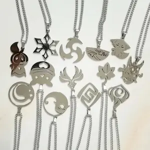 New Genshin Impact Necklace For Man Woman Stainless Steel Pendant Party Gift Jewelry Vision Punk Cute Element Street Accessories