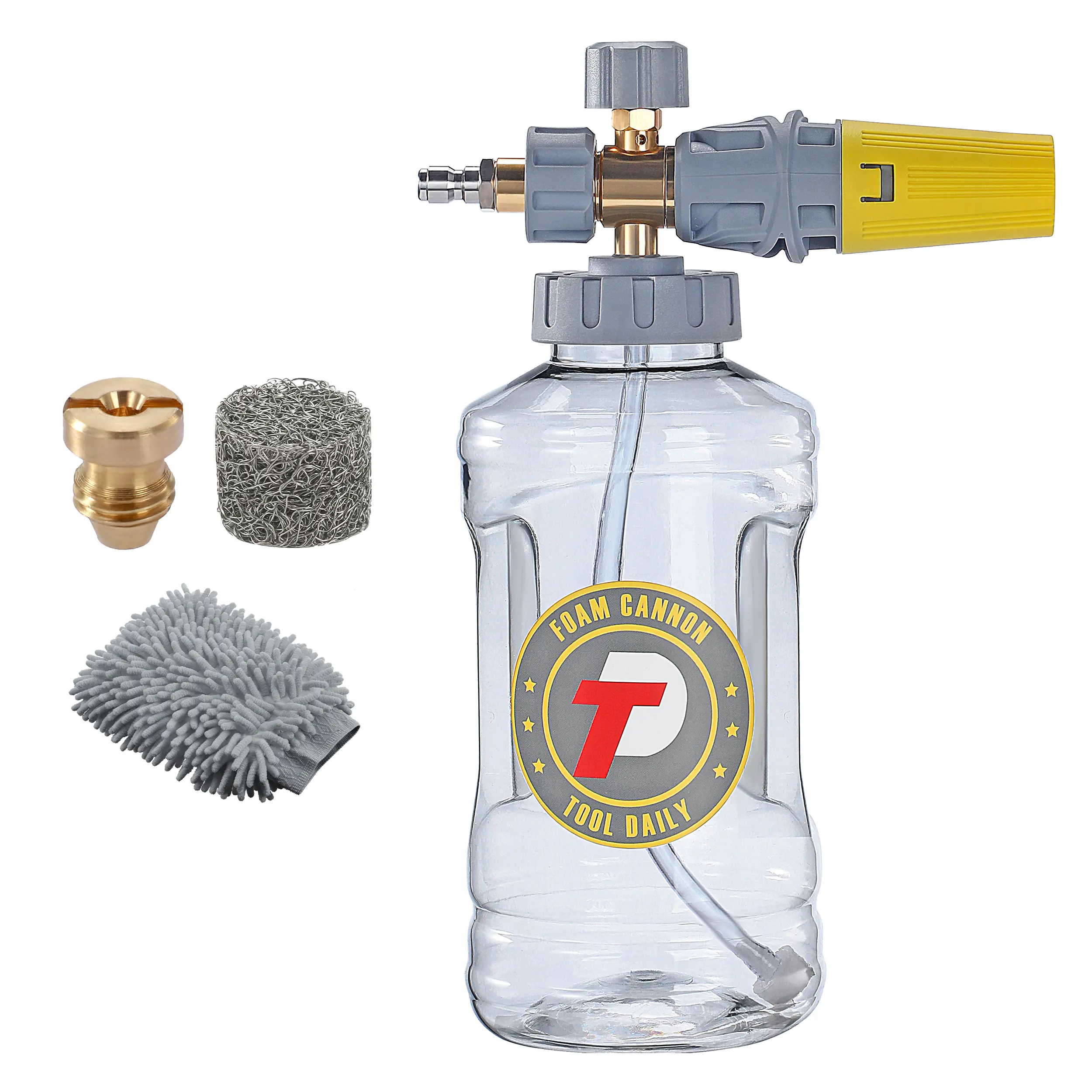 Tool Daily Foam Cannon, Adjustable Foam Blaster, with M22 and 1/4 Inch Quick Connect, Additional Orifice Nozzle 1.1mm, 1.5 L carwasher snow foam wash