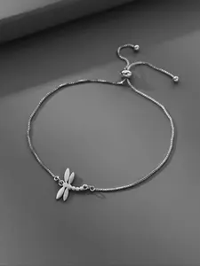 Cute Dragonfly Decor Bracelet, Plain Stainless Steel Adjustable Bracelet, Fashionable and Versatile Jewelry Accessories for Women