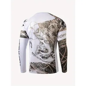 High Performance Fishing Shirt for Men - Soft, Breathable Polyester with Raglan Sleeves, Round Neck, and Unique Fish & Camouflage Pattern - Ideal for All Seasons, Fishing Apparel | Camouflage Fishing Shirt | Stretchable Material
