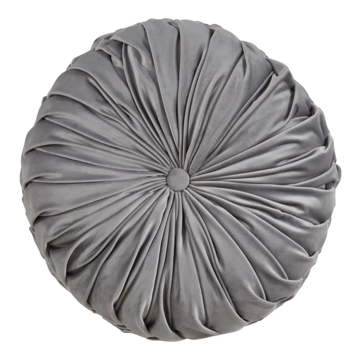 Saro Lifestyle 6005.GY14R 14 in. Round Velvet Pintucked Throw Poly Filled Pillow, Gray