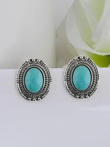 Vintage Natural Stone Earrings, Tibetan Silver Color Studs, Elegant Boucle D'oreille Design, Perfect Women's Gift for Valentine's Day, High Quality Earrings