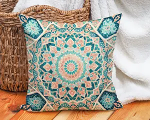 Royal Blue & Emerald Green Throw Pillow Cover - Sophisticated Floral Cushion for Living Room & Bedroom