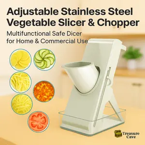 Adjustable Stainless Steel Vegetable Slicer & Chopper ? Safe Multifunction Dicer