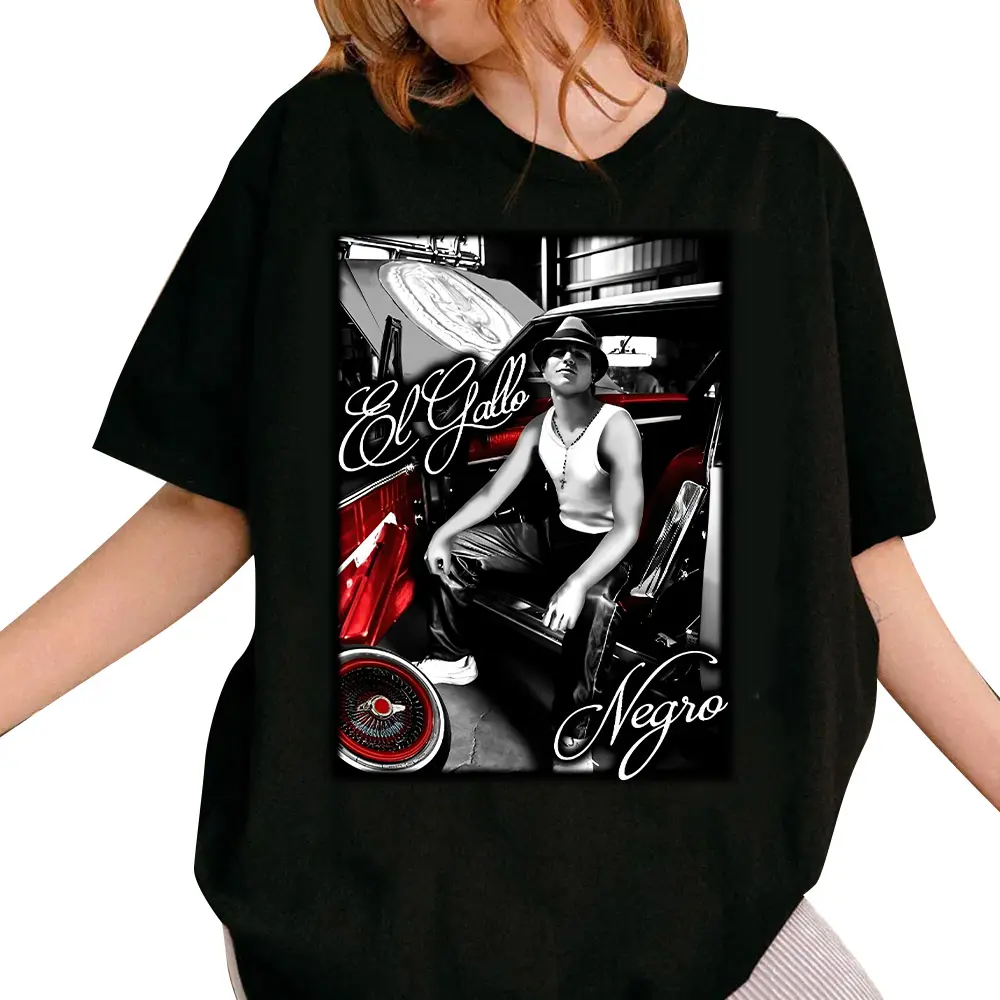 VatoLoco, El Gallo NegroChicano Clothing, Chicana Art, Cholo Chola outfit Cotton Fabric Menswear Casual, Streetwear hoodie T-Shirt S-3XL
