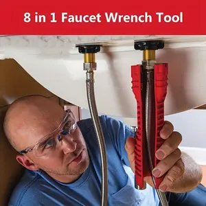 Large High Efficiency Sink Wrench, Faucet and Sink Installation Tools Multifunctional Ratchet Wrench, Multifunctional Plumbing Tools Plumbing Extractor for Sinks Bathroom Kitchen Toilet Plumbing