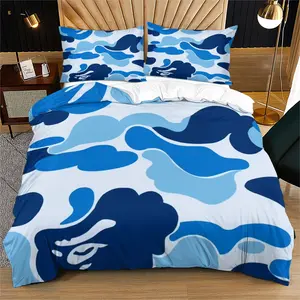 Military Style Blue Camouflage Bedding Set, Bedroom Bedding Set, Soft Comfortable Quilt Cover, Perfect Birthday Gift for Teens and Adults, Includes 1 Pillowcase