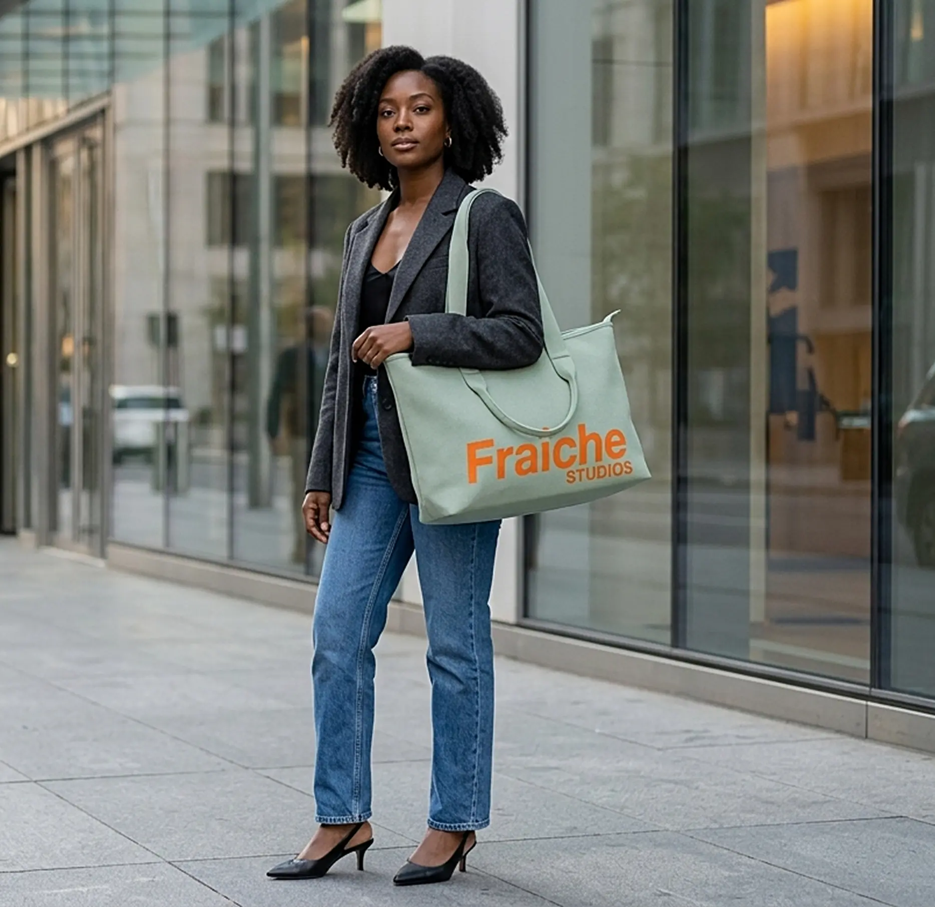Women's Signature Tote Bag - Sage + Orange Color, Luggage & Bags for Women