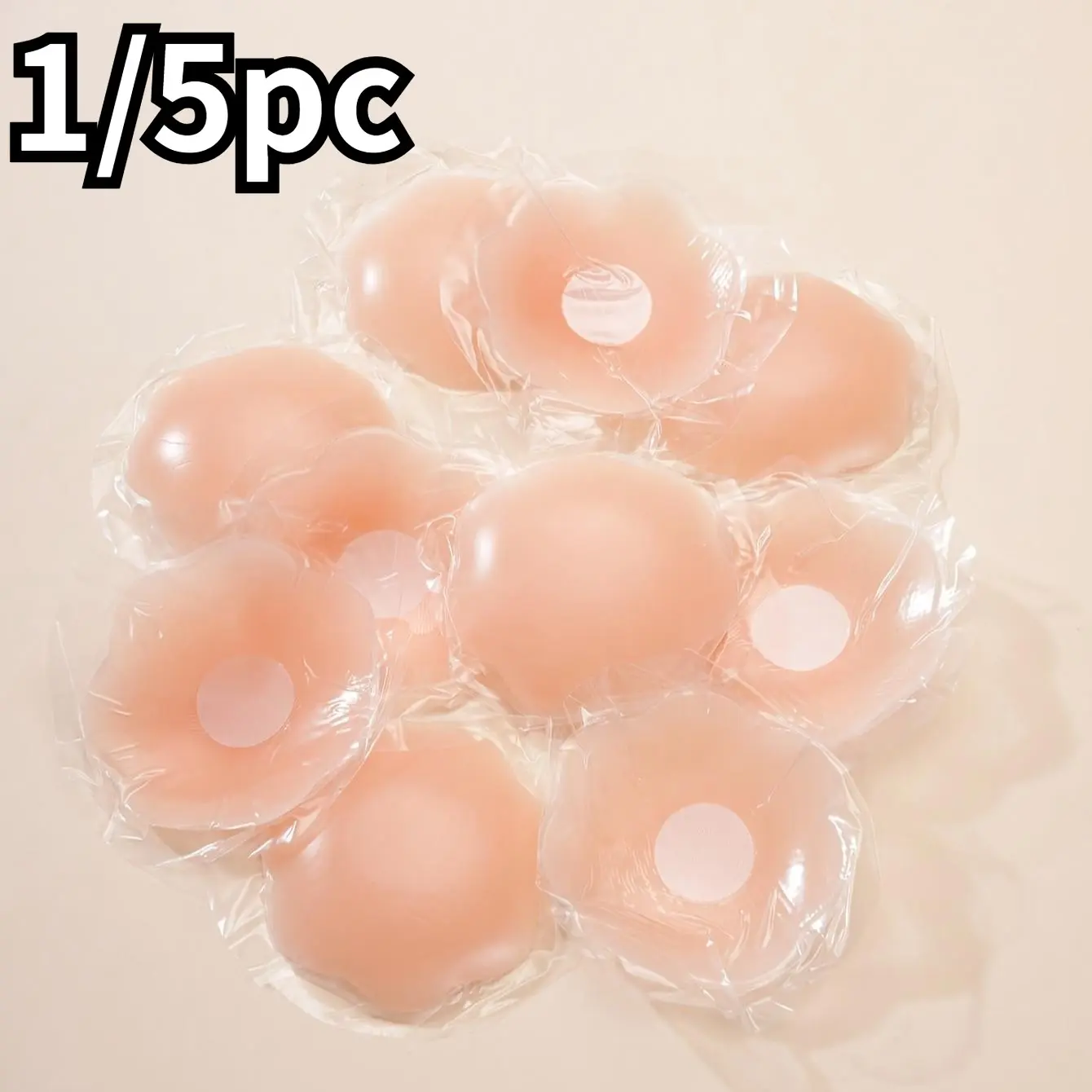 5 Pairs of Reusable Silicone Soft Thin and Discreet Nipple Covers, Sticky Bra Inserts, Women's Strapless Bra Petals, Lift and Support Breast Adhesive Pasties for All Occasions Invisible Bra Accessories