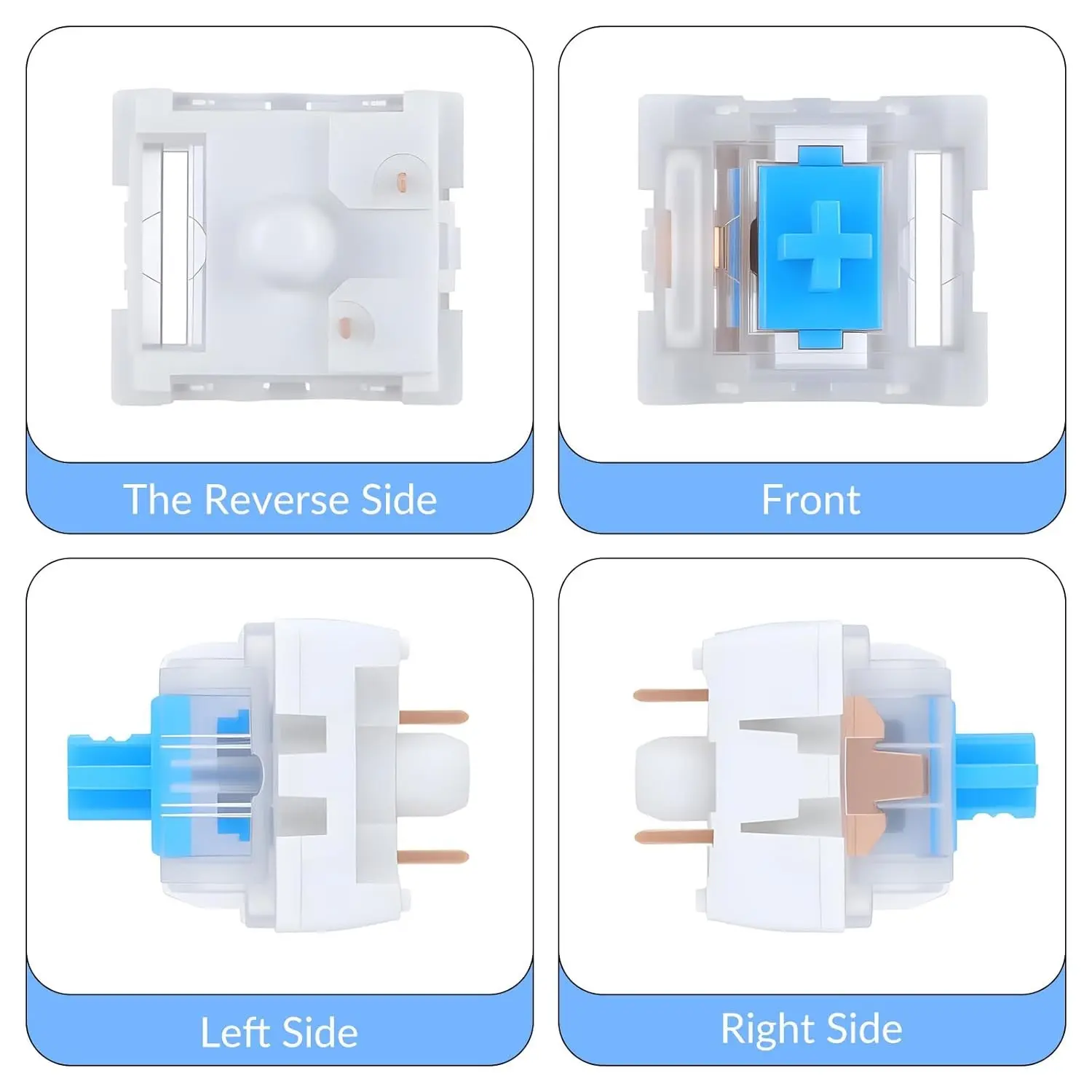 Mechanical Keyboard Switches, 3 Pin Pre-Lubricated Clicky Key Switches, Dustproof and Waterproof, Ideal for Gaming Keyboards