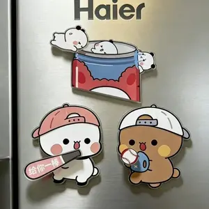 Panda Bubu and Dudu Fridge Magnet Cartoon Panda Yier Refrigerator Magnet Couple Gift Furniture Ornaments for Friends Gift