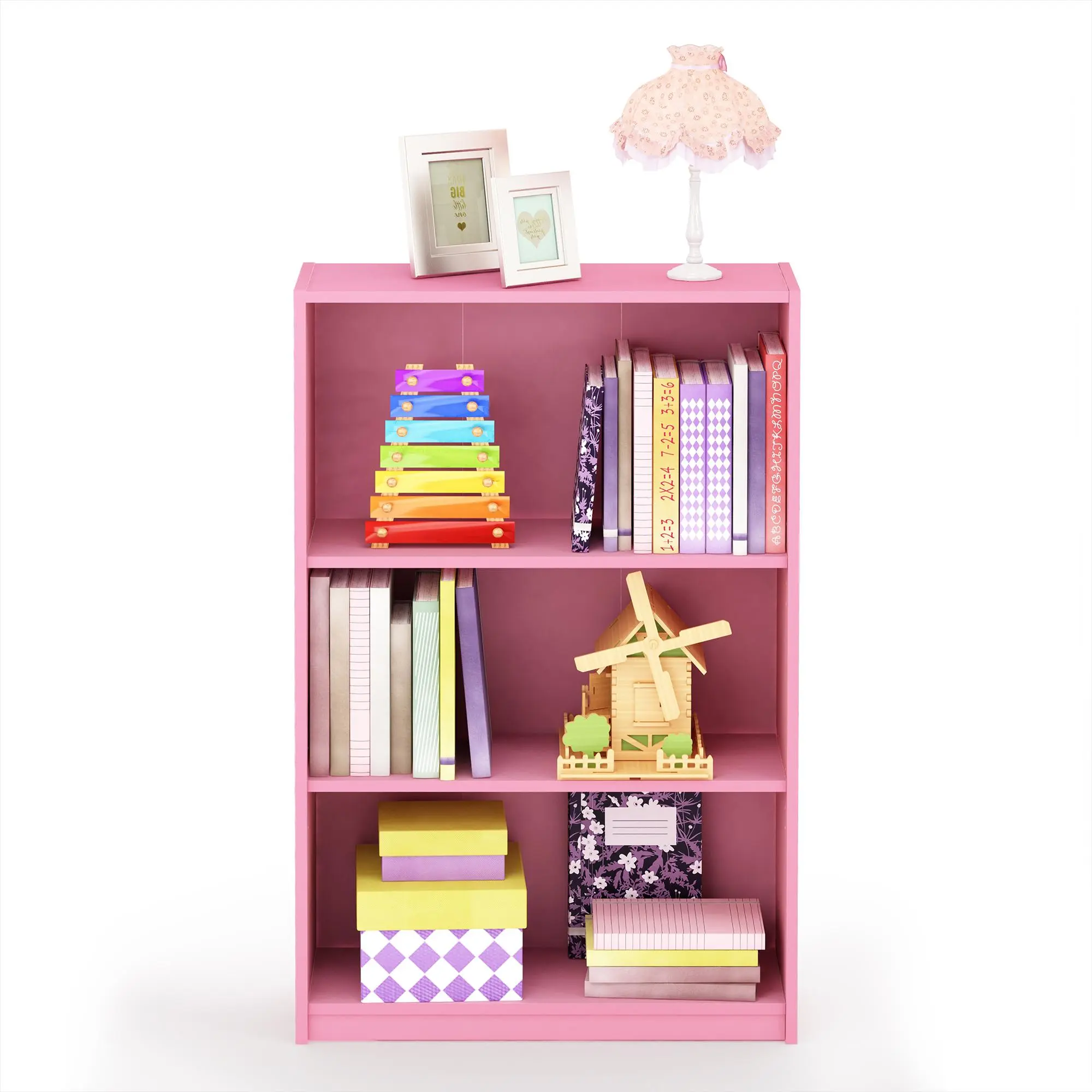JAYA 3-Tier Open Shelf Bookshelf, Easy Adjustable Indoor Furniture with 3-Tier Design, 9.5x24.5x40.3 in Shelves for Living Room, Home Office, Three Tier Design
