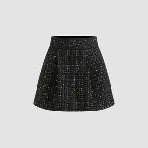 Cider Tweed Mid Rise Contrasting Binding Pocket Mini Skirt