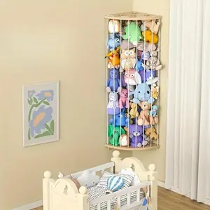 Space Saving Corner Stuffed Animal Storage Rack, 1 Count Adjustable Length Wall Mounted Stuffed Animal Storage Rack, Home Organizer for Game Room Bedroom, Wall Mounted Shelf