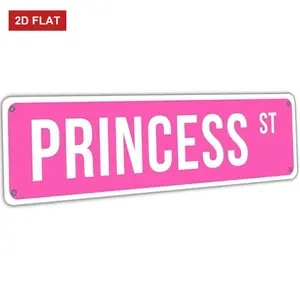 Princess Street Sign Pink Princess Room Decor Pink Princess St  Sign  Wall Decor For Girl Bedroom Vintage Girly Wall Art Poster Metal Sign Girls Cave 4x16 Inch