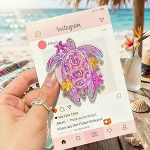 Colorful Sea Turtle MagSafe Phone Grip, Tropical Floral Aesthetic Pop Socket, Beach Ocean Cute Holder, Summer Vacation Gift, Kindle Grip Stand Accessory