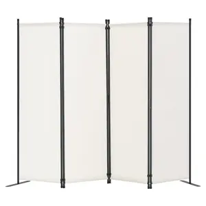 VEVOR Room Divider, 4 Panel Room Dividers and Folding Privacy Screens, Fabric Partition Room Dividers for Office, Bedroom, Dining Room, Study, Freestanding, White