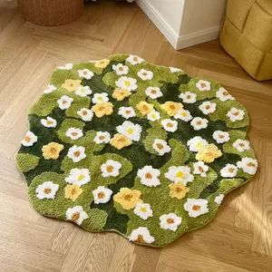 LAKEA Tufting Moss Bedroom Rug Bathroom Mat Soft Meadow Plants Living Room Carpet Bedside Floor Pad Doormat Tidy Aesthetic Home Decor
