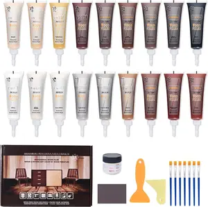 Furniture Repair Kit - 18 Colors  Filler Hardwood Laminate Vinyl Floor Repair Kit  Putty Cabinet Touch Up Kit - Cover , Stains, Holes for Table, Door, Veneer, Cherry, Walnut