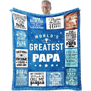 The greatest dad reversible fleece blanket in the world - all-season heavyweight, a dad gift and a dad phrase and a father's symbol, soft sheets / for Christmas, room decoration