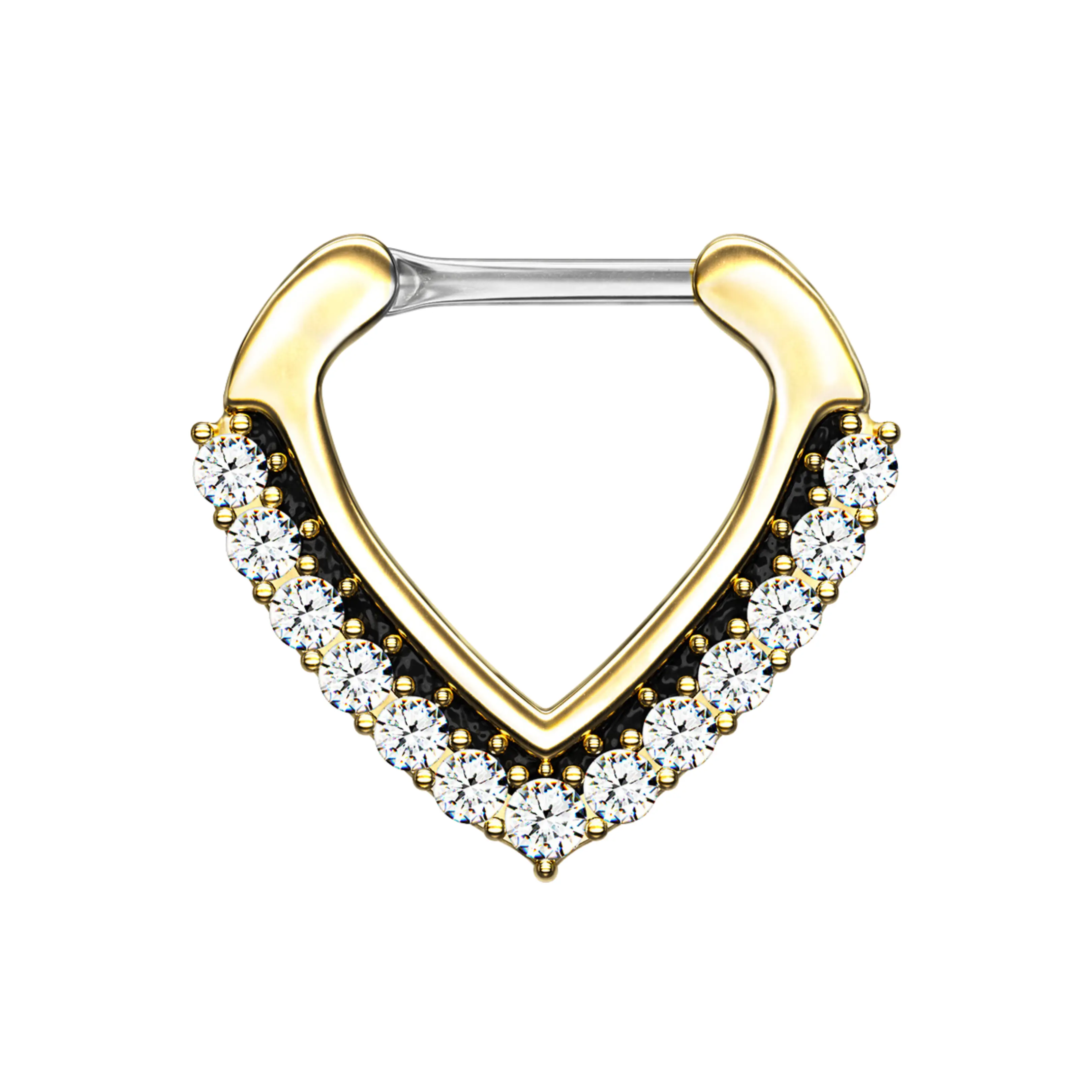 Statement Gold Diamond V-shape Septum - Elegant Statement Piece for Septum Piercings with Unique V-shape Design & Diamond-like Pattern