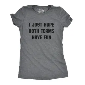 Womens I Just Hope Both Teams Have Fun T Shirt Funny Football Baseball Tee Funny Womens T Shirts Cute Vintage Fashion Casual Ladies T-Shirt Gift Football Tops for Women Funny  Top Women's Novelty Tees Dark Grey