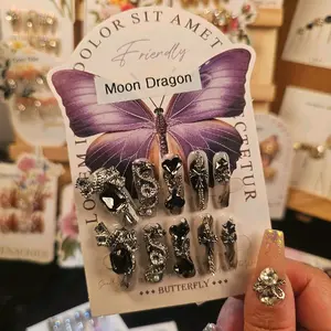 OKtake Mystery Box Randomly Picked Nails, Surprise Box Press on Nails, Hand Made Gel Nails, Glue Nails, Resuable Premium Nails, Fancy NailsPremium Handcrafted full Crystal armor Press On Nail