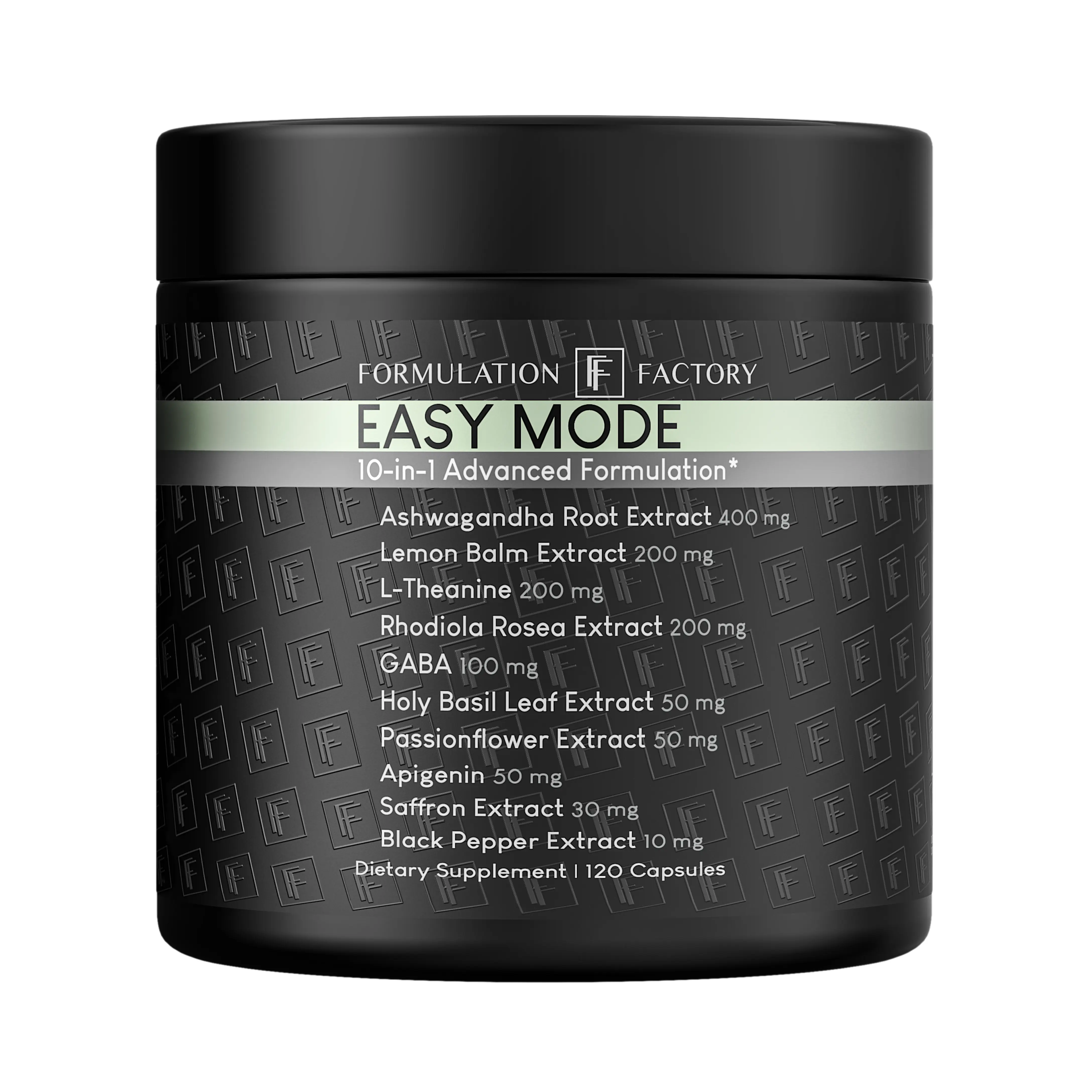 Formulation Factory 10-in-1 Cortisol & Stress Support Supplement | Easy Mode Calm, Mood & Focus with Ashwagandha, Rhodiola, L-Theanine & Saffron, 120 Capsules