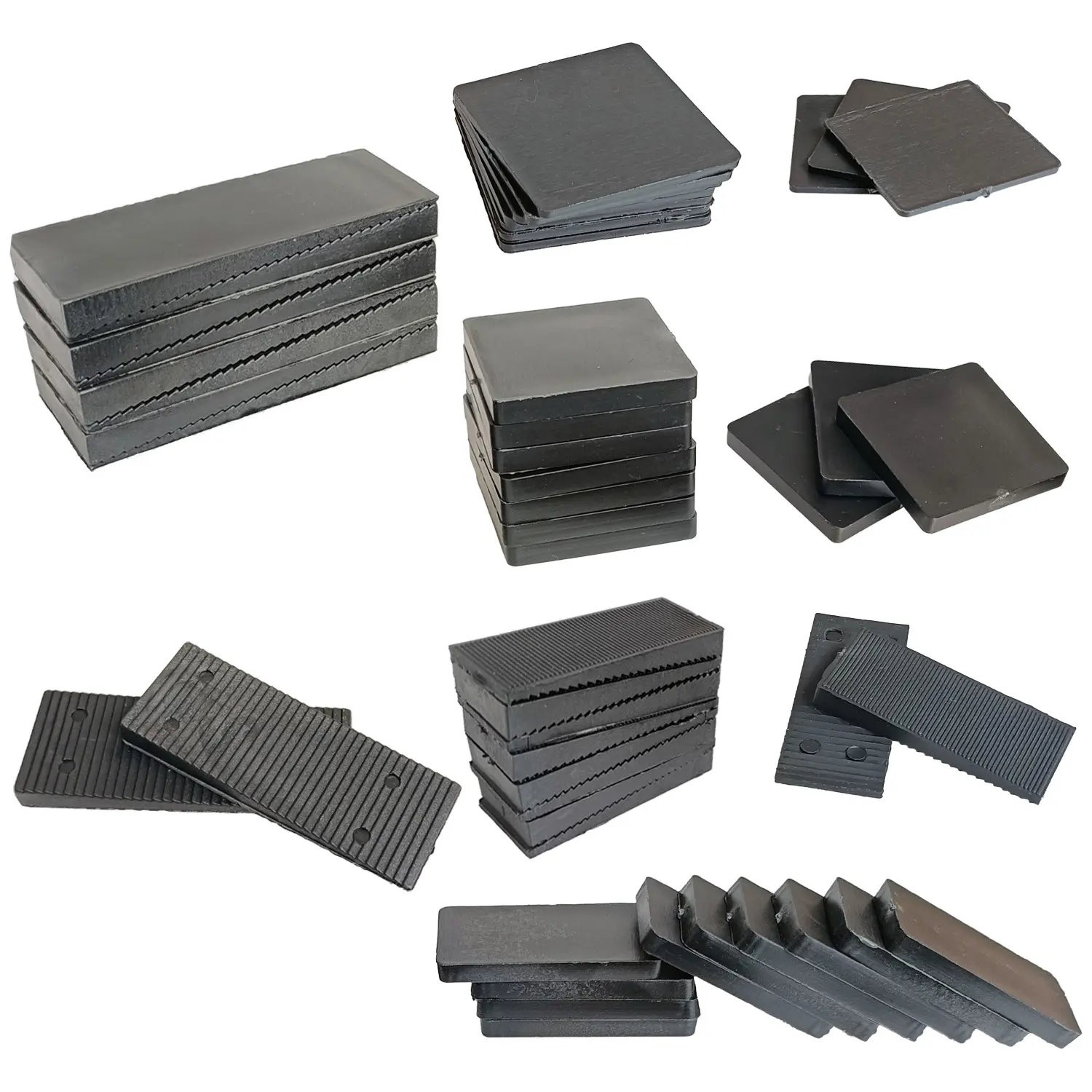 50pcs Multi-Size Rectangular Hard Plastic Furniture Wedges - Angled Design Spacers with High Load Capacity, Non-Slip Base, 5 Sizes for Fixing Squeaks, Repairing Uneven Floors, More Stable Support