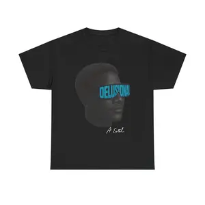 "Delusional" Unisex Heavy Cotton Tee - Creative Graphic Shirt for Everyday Wear, Gift Idea, Street Style, Unique Fashion, Cool Casual Wear