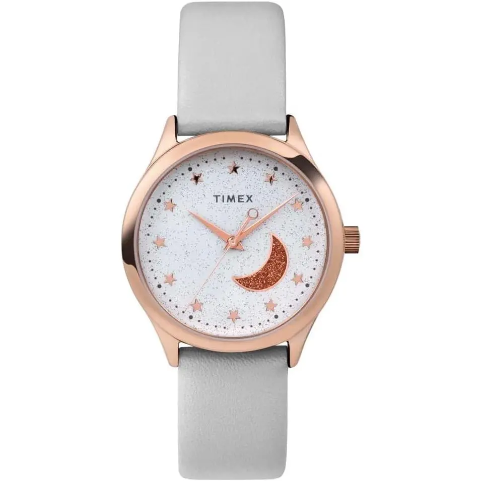 Timex Celestial 32mm Leather Strap Ladies Watch TW2V49400