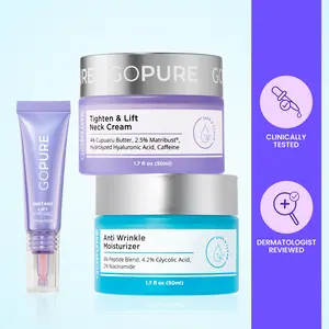GOPURE Total Tighten & Lift Facial Trio - Eye Gel, Neck Cream, Anti Wrinkle Moisturizer