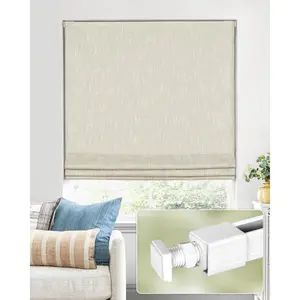 No Tools No Drill Cordless Roman Shades for Indoor Windows 100% Blackout, for Window Size 34" W * 64" H Beige