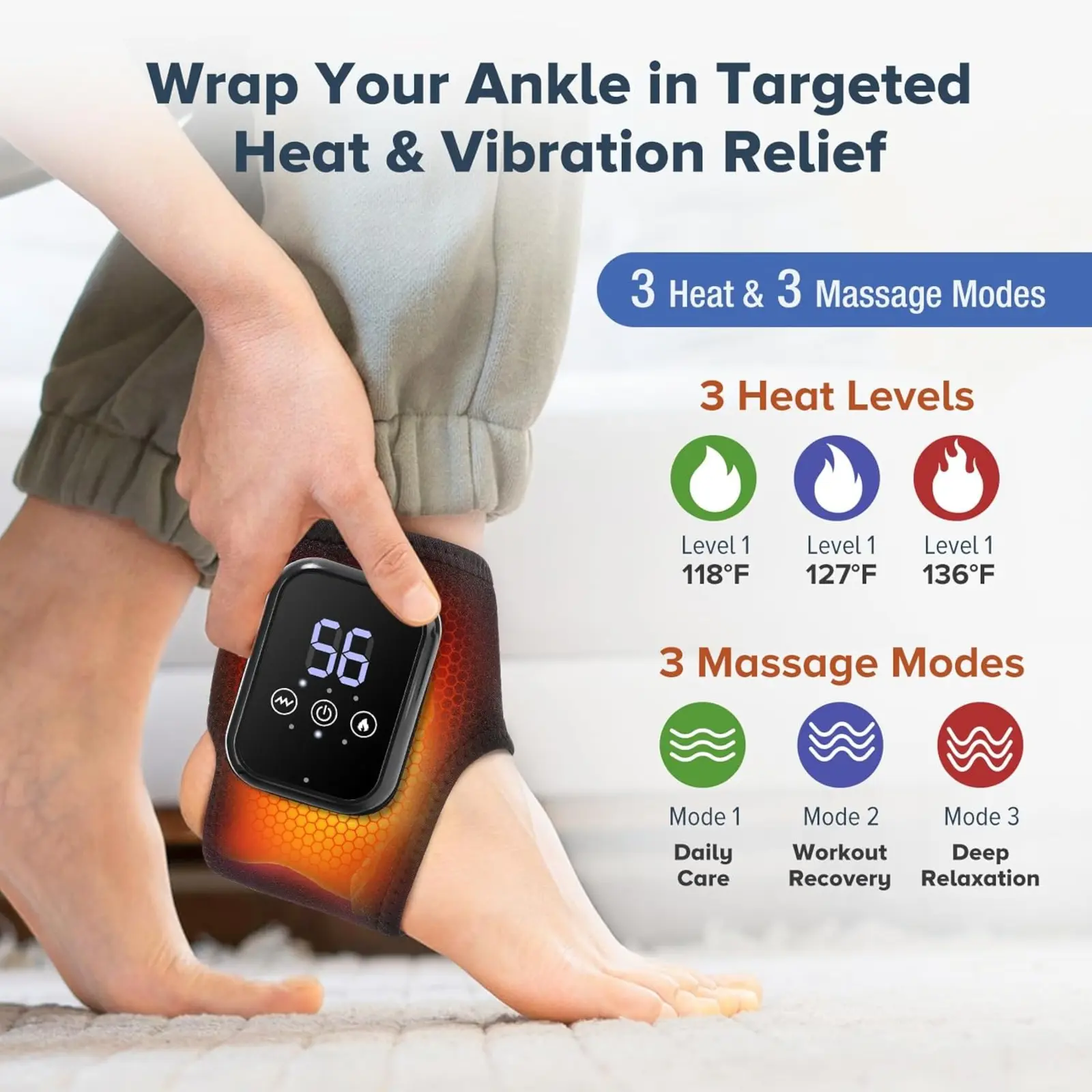 Wireless foot massager, ankle massager, foot heating pad with Adjustable thermal vibration massage function, rechargeable heating wrist warmer, 3 vibration and heating modes, holiday gift, birthday gift, Valentine's Day gift - TikTok Shop Wireless foot massager, ankle massager, foot heating pad with Adjustable thermal vibration massage function, rechargeable heating wrist warmer, 3 vibration and heating modes, holiday gift, birthday gift, Valentine's Day gift - TikTok Shop