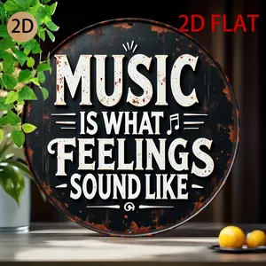 Vintage Metal Music Wall Decor - Rustic "Music is What Feelings Sound Like" Sign - Heavy-Duty Metal Art Plaque for Home Studio, Living Room, Music Room - Easy Hang Installation - Ideal Gift for Musicians & Music Lovers,  Perfect for Room Decor