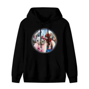 Must-Have Aesthetic Couple Hoodie with Hello Kitty & Spider-Man Print, Unisex Pullover for Couples & Fans