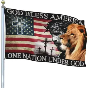 One Nation Under God Jesus Flag God Bless Amercia Flags 3x5 Outdoor Christian Faith Over Fear Jesus Easter Flag Patriotic House Yard Decorations Banner Gifts