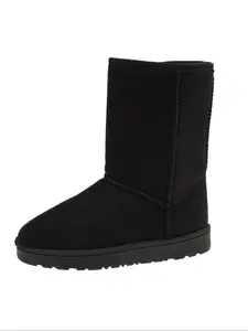 Women's Winter Snow Boots, Fluffy Snow Boots, Short Warm Fleece Lined Booties, Casual Textile Upper, Above Ankle Below Knee Height, Fall & Winter Fashion