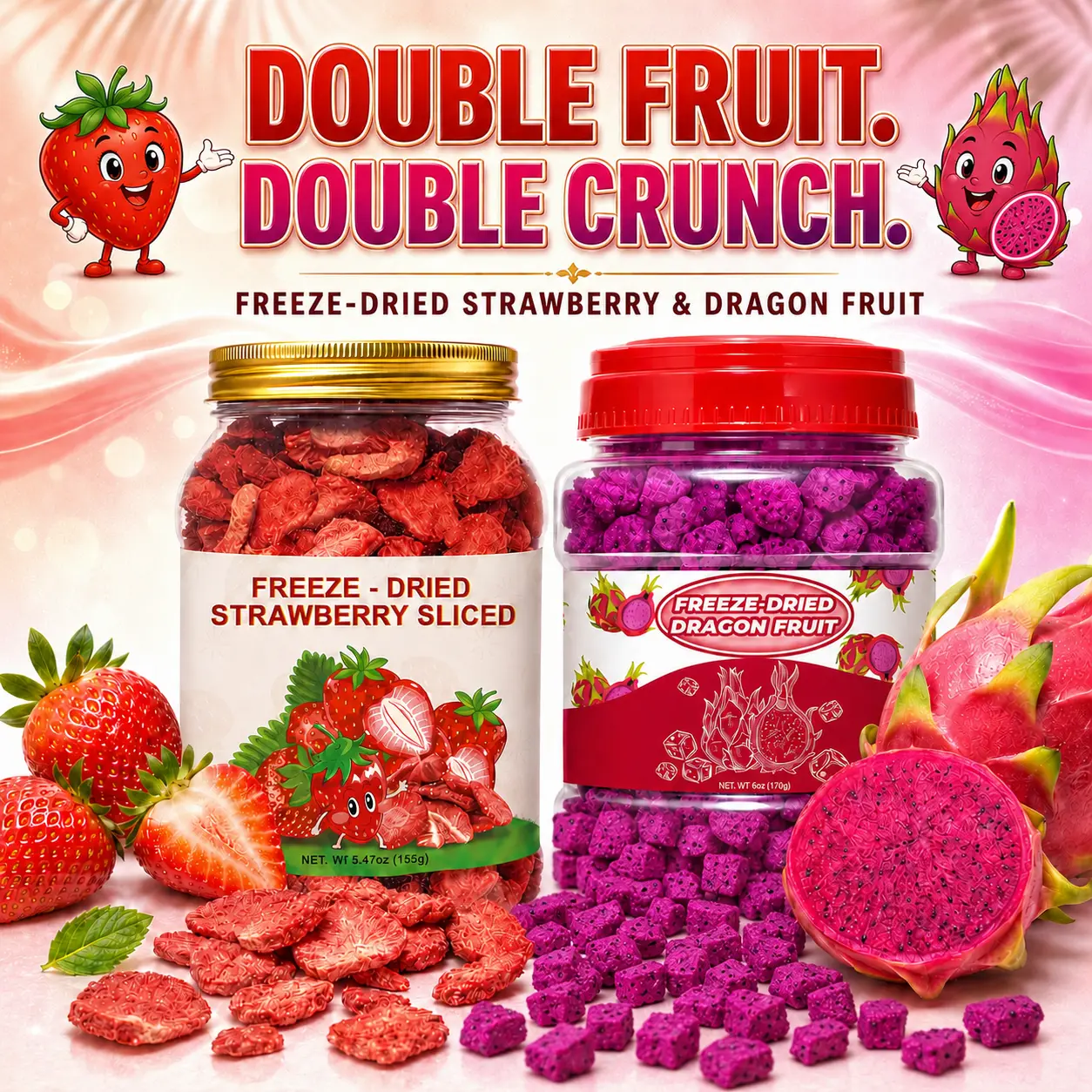 Freeze Dried Fruit Bundle - Crunchy Dried Fruit Snacks for Breakfast Bowls, Yogurt, Baking