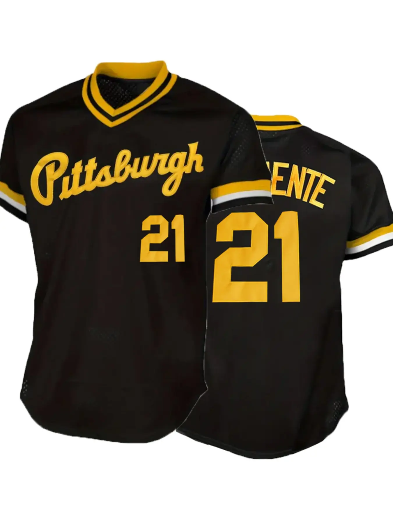 Large Men'S # 21 Black Embroidered Baseball Jersey Top Casual Sports Shirt Suitable For Training, Competition, Team Sports , Plus Size