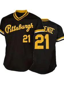 Large Men'S # 21 Black Embroidered Baseball Jersey Top Casual Sports Shirt Suitable For Training, Competition, Team Sports , Plus Size